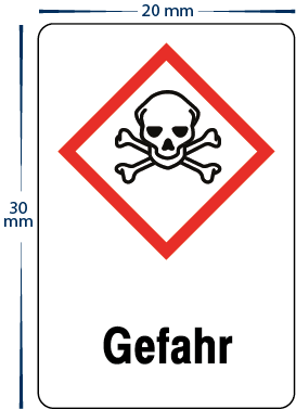 Gefahrensymbol "Gefahr Giftig" Aufkleber 20 x 30 mm