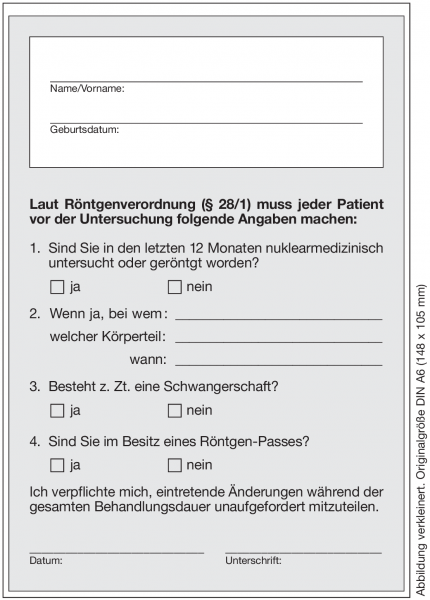 Laut Röntgenverordnung - Block