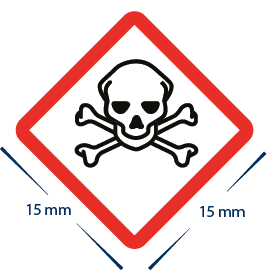 Gefahrensymbol "Giftig" Aufkleber 15 x 15 mm