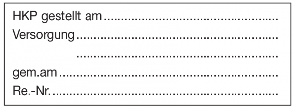 HKP gestellt am Versorgung gem.am Re-Nr.