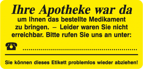 Ihre Apotheke war da um Ihnen das bestellte Medikament zu bringen.