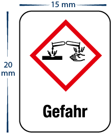 Gefahrensymbol "Gefahr Ätzend" Aufkleber 15 x 20 mm