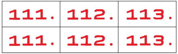 Doppelnummern fortlaufend 2-fach nummeriert 0-999