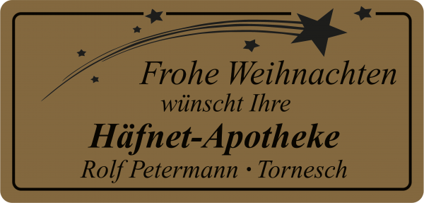 Gold-Etikett mit Weihnachtsmotiv