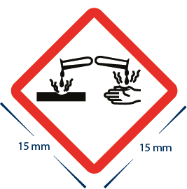 Gefahrensymbol "Ätzend" Aufkleber 15 x 15 mm