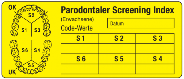 Parodontaler Screening Index (Erwachsene) - Etikett