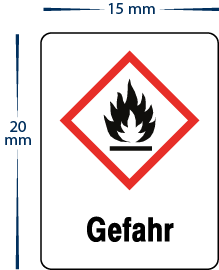 Gefahrensymbol "Gefahr Entzündlich" Aufkleber 15 x 20 mm