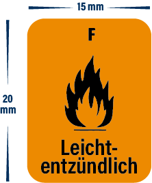 Gefahrensymbol "Leichtentzündlich" Aufkleber 15 x 20 mm