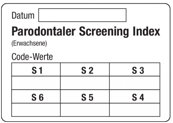 Parodontaler Screening Index (Erwachsene) - Etikett