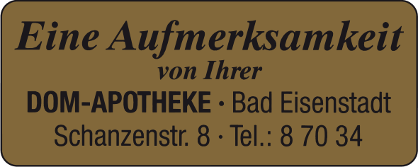 Gold-Etikett mit Text "Eine Aufmerksamkeit von Ihrer Apotheke"