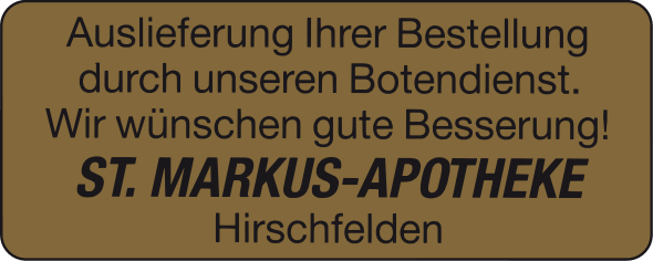 Gold-Etikett mit Text "Auslieferung durch Botendienst"