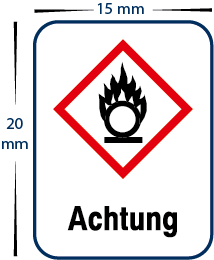 Gefahrensymbol "Achtung Brandfördernd" Aufkleber 15 x 20 mm