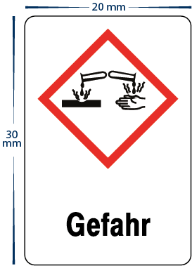 Gefahrensymbol "Gefahr Ätzend" Aufkleber 20 x 30 mm