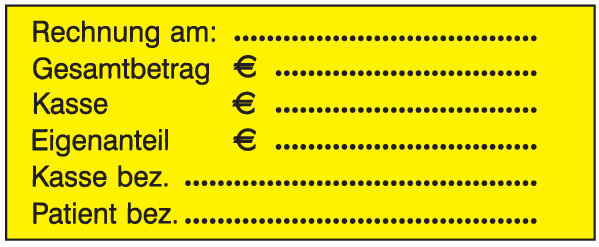 Rechnung am: Gesamtbetrag Kasse Eigenanteil Kasse bez. Patient bez.